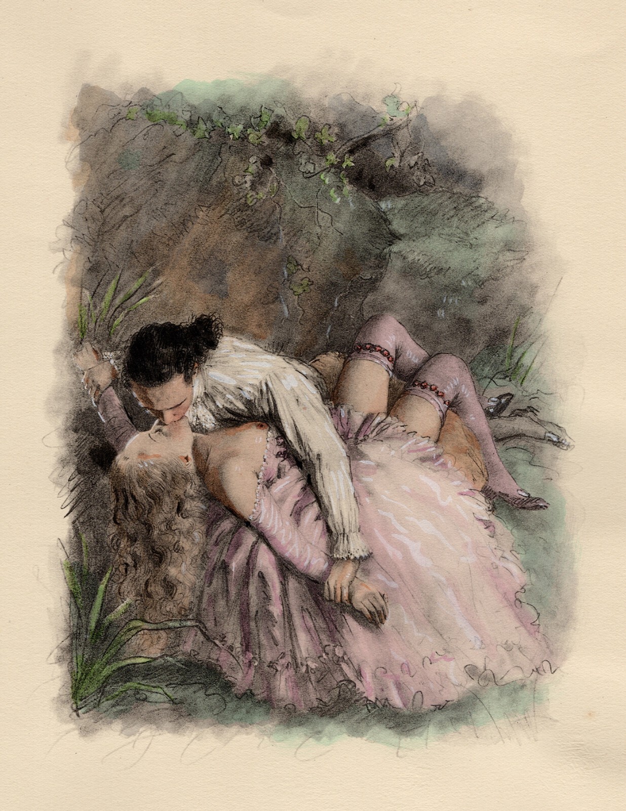 Awesome Paul-Emile BECAT ORIGINAL Lithograph “The Fifth Kiss” Framed LIMITED COA