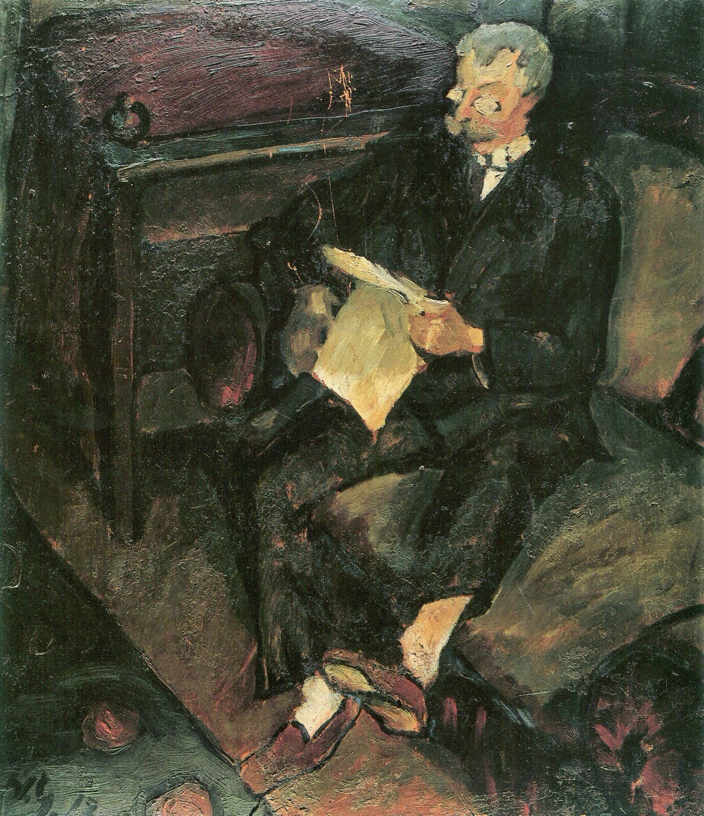 Father reading by Walter Gramatte Giclee Fine Art Print Reproduction on Canvas