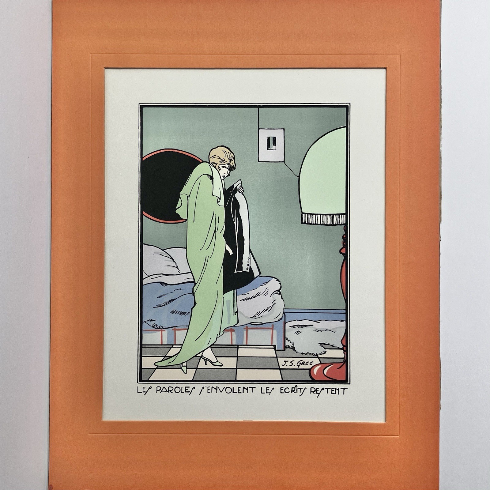 1930s J.S. Gree ART DECO LITHOGRAPH / Les Paroles… / ETTORE TITO Restrike / RARE
