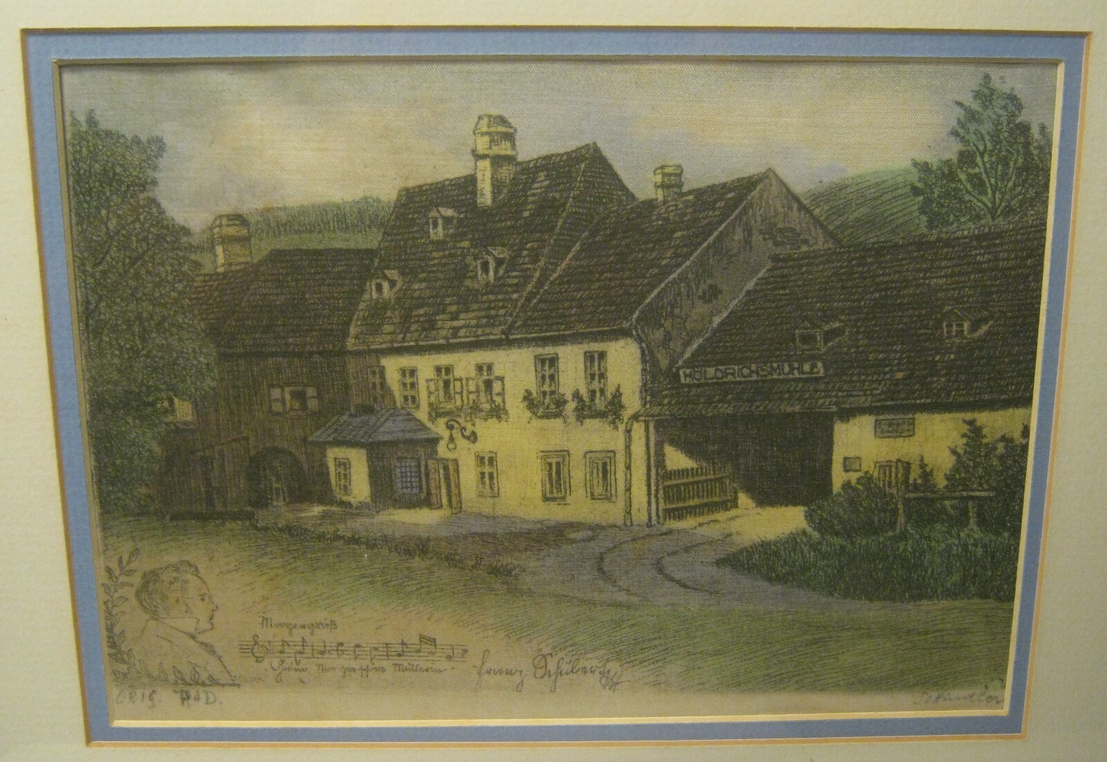 Pair of Etchings on SILK from AUSTRIA Holdrichsmuhle Signed Schindler PRO FRAMED