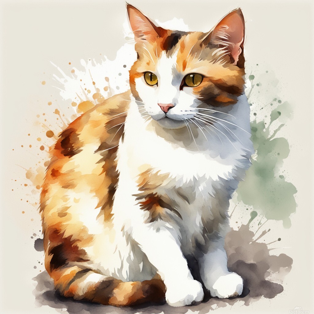 “CALICO CAT” is an Original Gallery Wrapped Top Quality Giclee Canvas Print