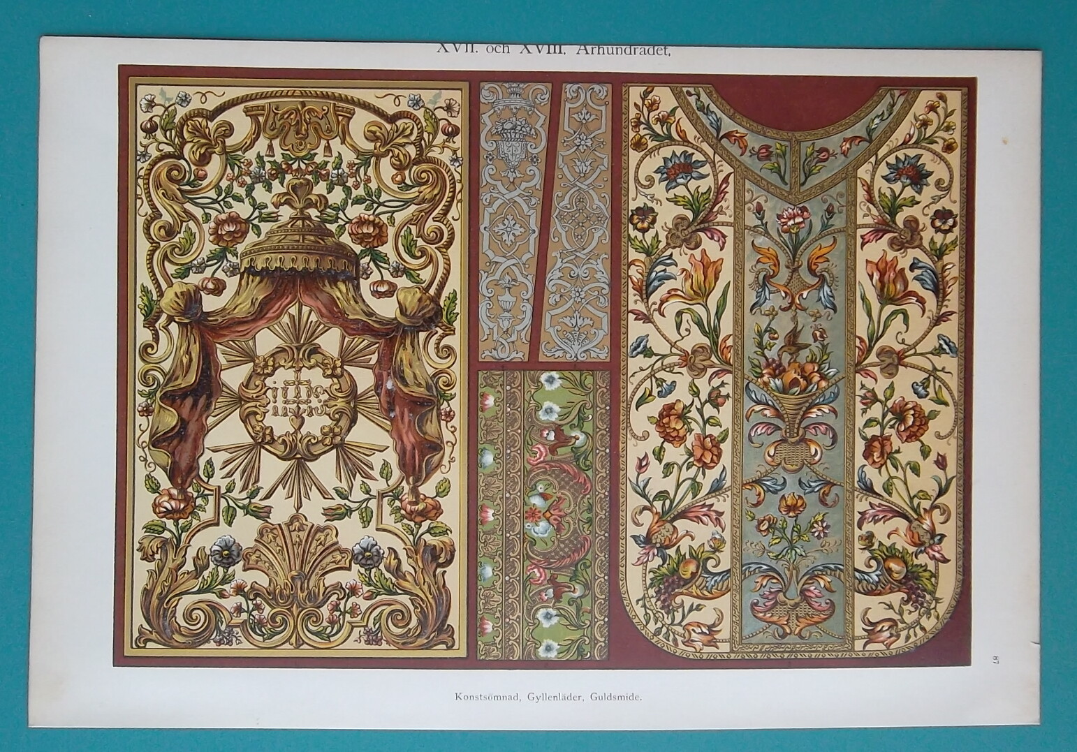 BAROQUE Tapestries Goldsmith’s Works Embroidery – 1890s Color Litho Print