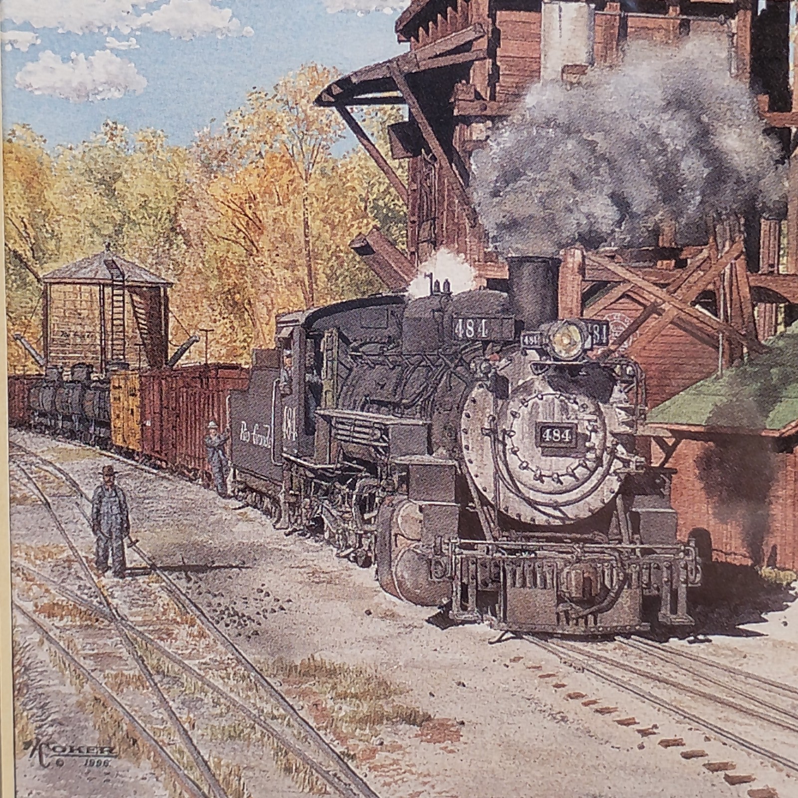 John H. Coker Chama New Mexico D&RGW Steam Train Art Print Framed Signed
