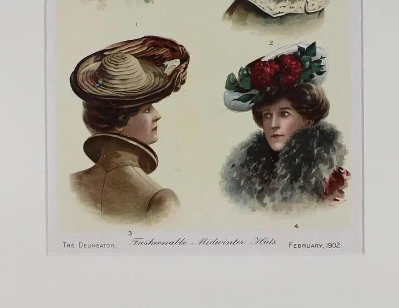 The Delineator Feb 1902 Fashion Plate Matted 12×16