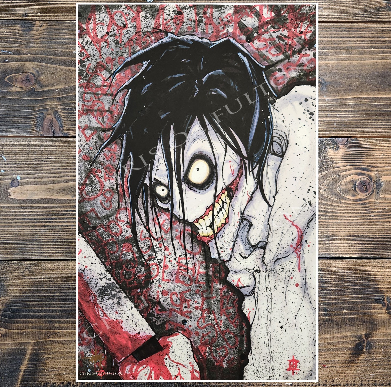 Jeff The Killer Creepypasta 11×17 Art Print Signed By Artist Chris Oz Fulton!!
