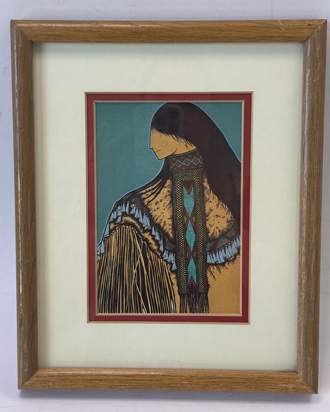 Amado Maurilio Pena Jr. Mujer Apache Art Print Matted and Framed 11×9 Native