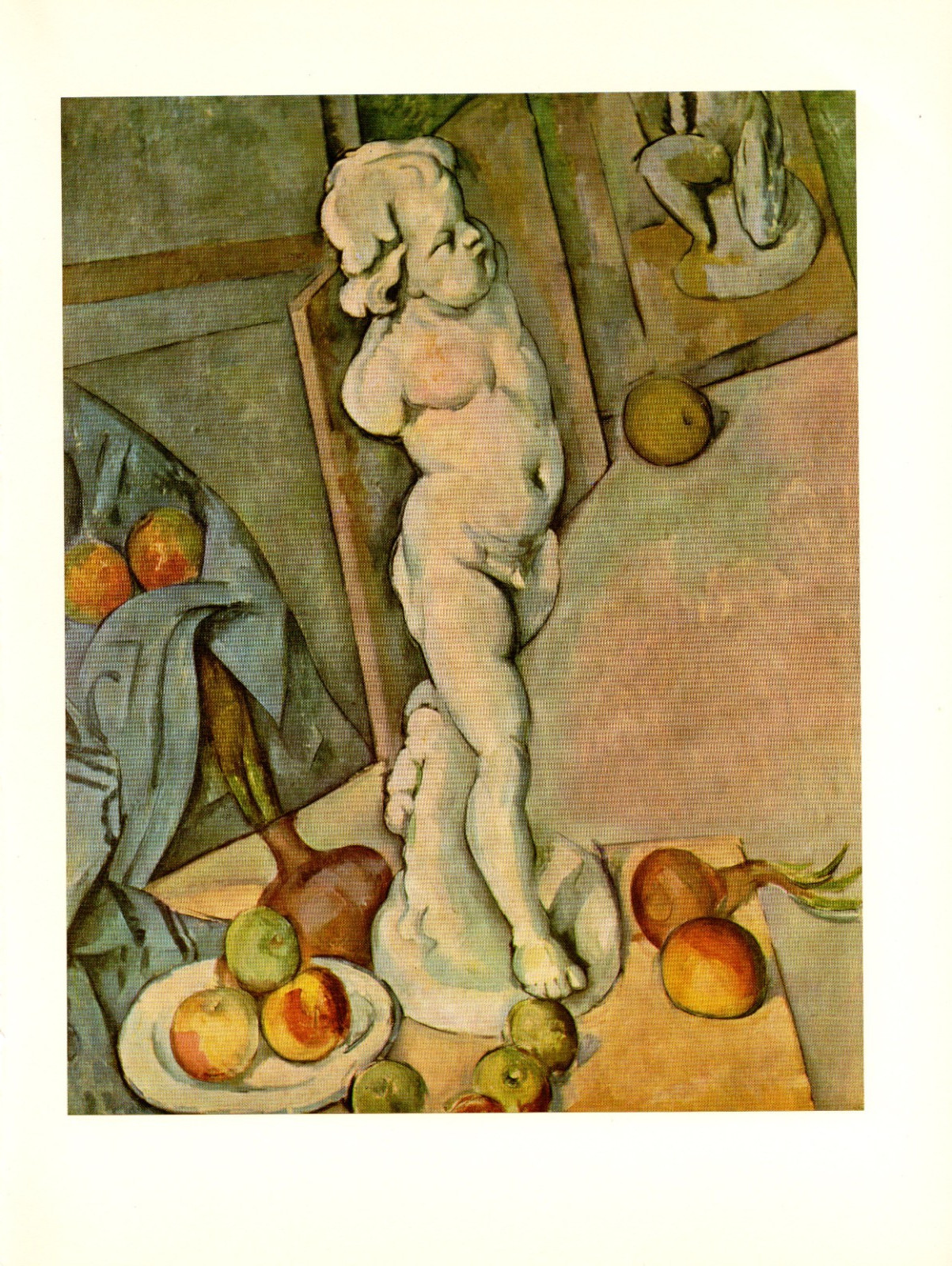 1963 Vintage Cezanne “STILL LIFE WITH CUPID” Color Offset Art Print Lithograph