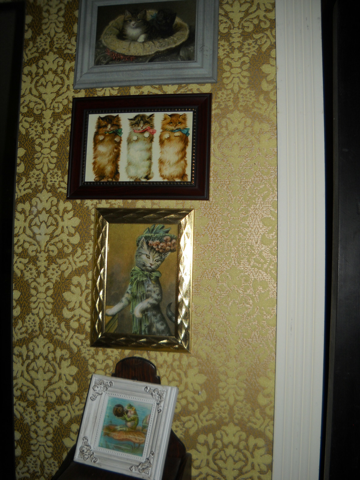 DOGS HORSES FRIENDS 3 X 5 gold framed animal picture Victorian style art print