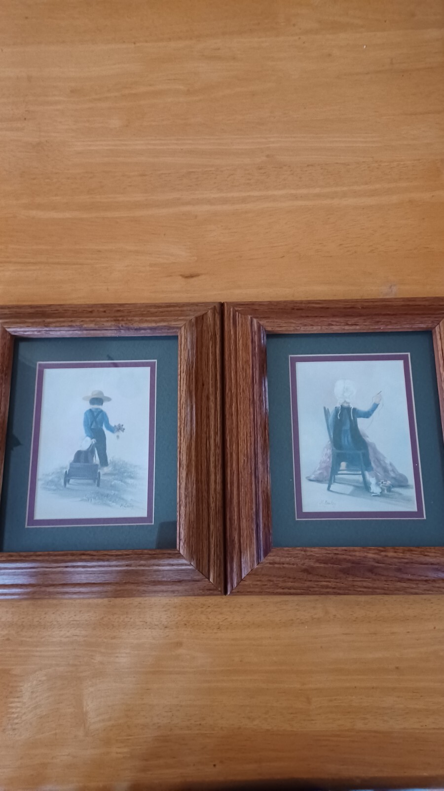 Amish Children Framed Art Prints Signed M. Bailey