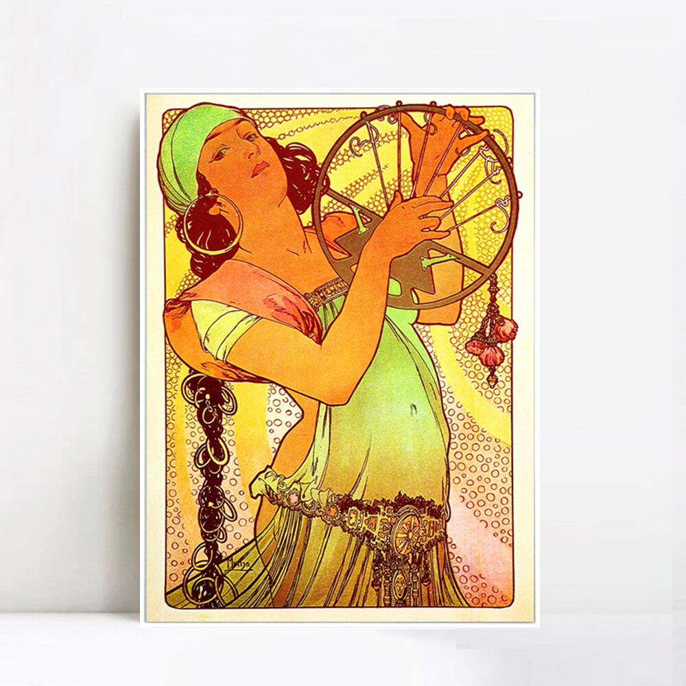 Framed Canvas Giclee Print Salome by Alphonse Mucha Wall Art Home Decor