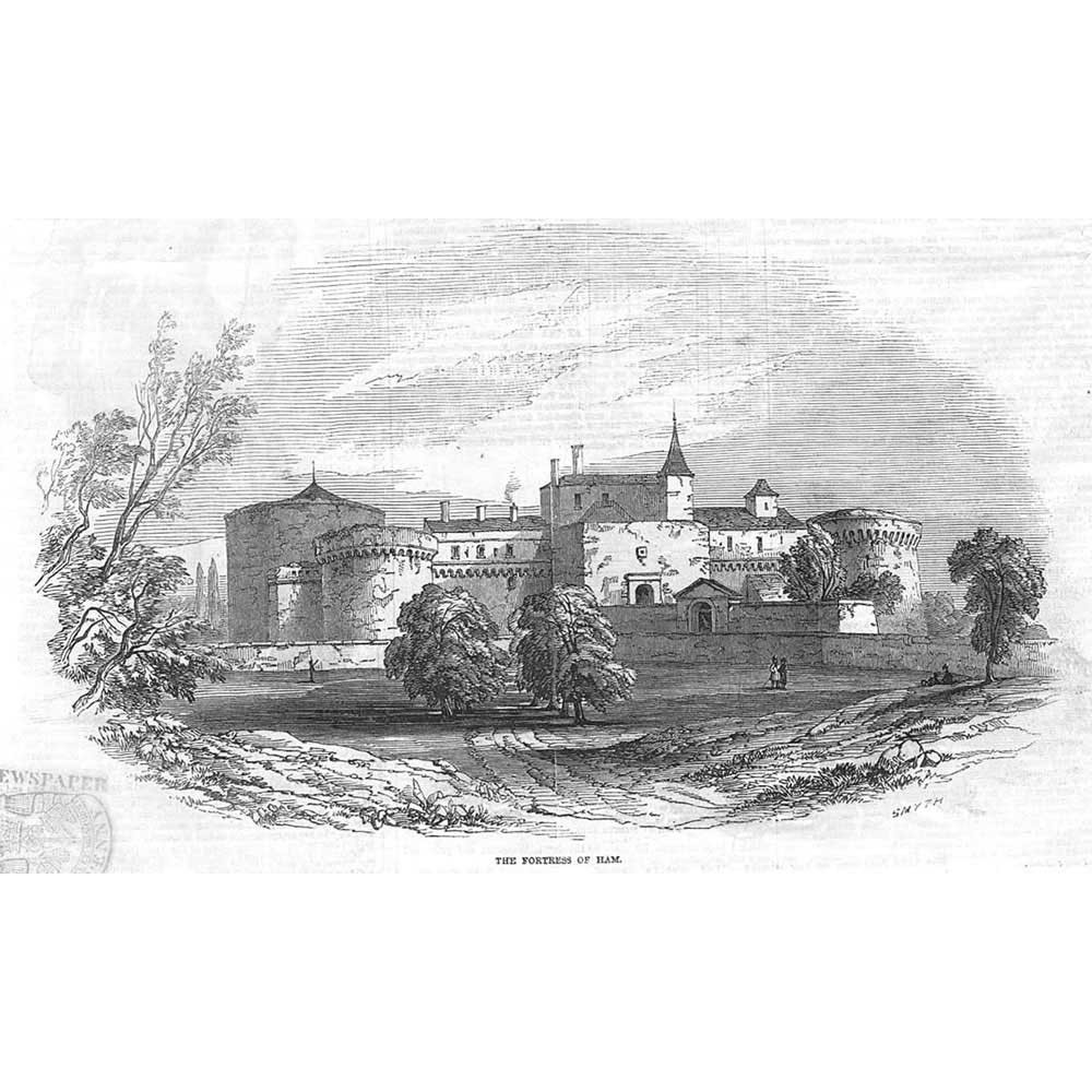 GERMANY The Fortress of Ham – Antique Print 1846