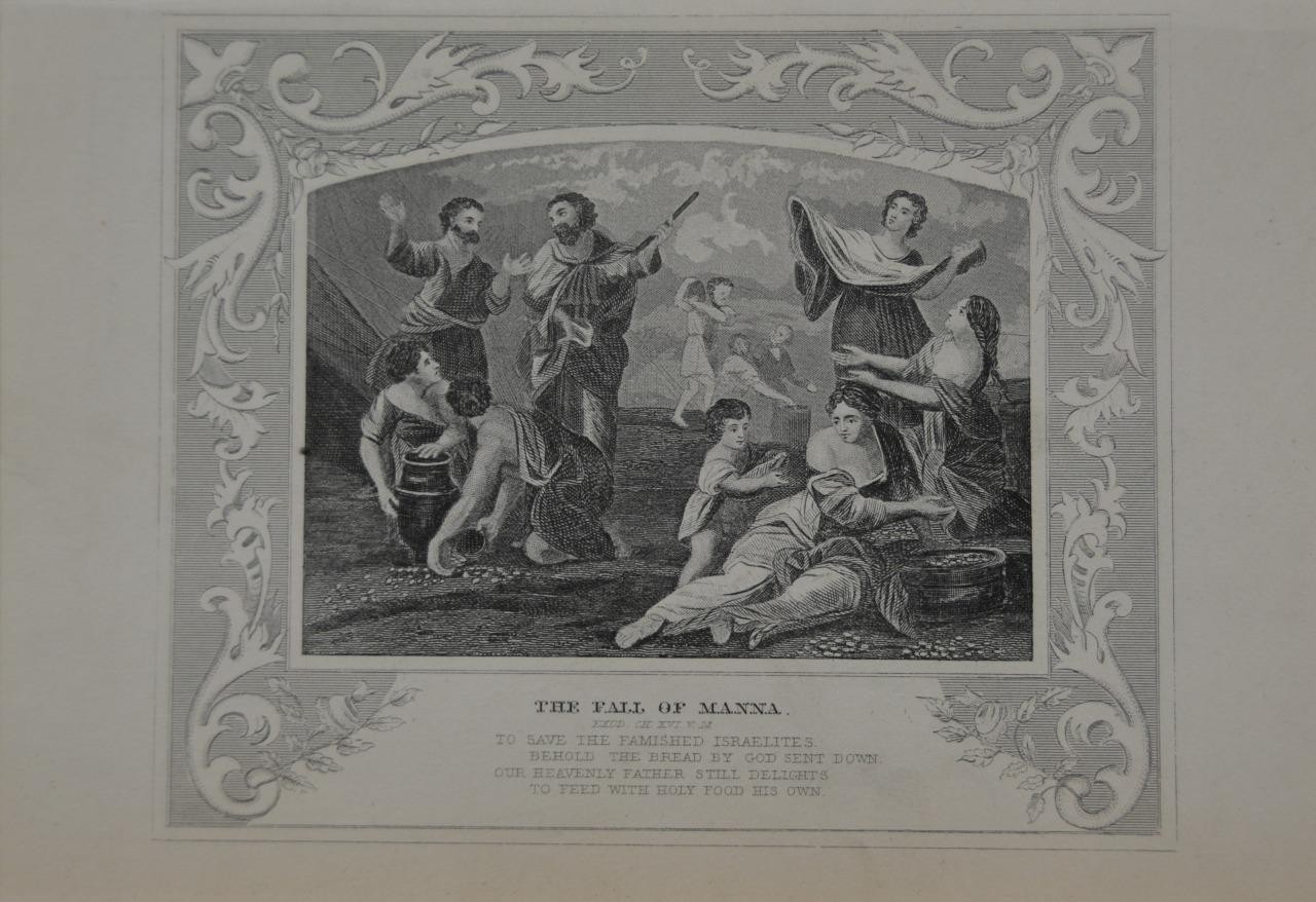 Antique Religious Art The Fall of Manna 1860 Old Testament Christian History