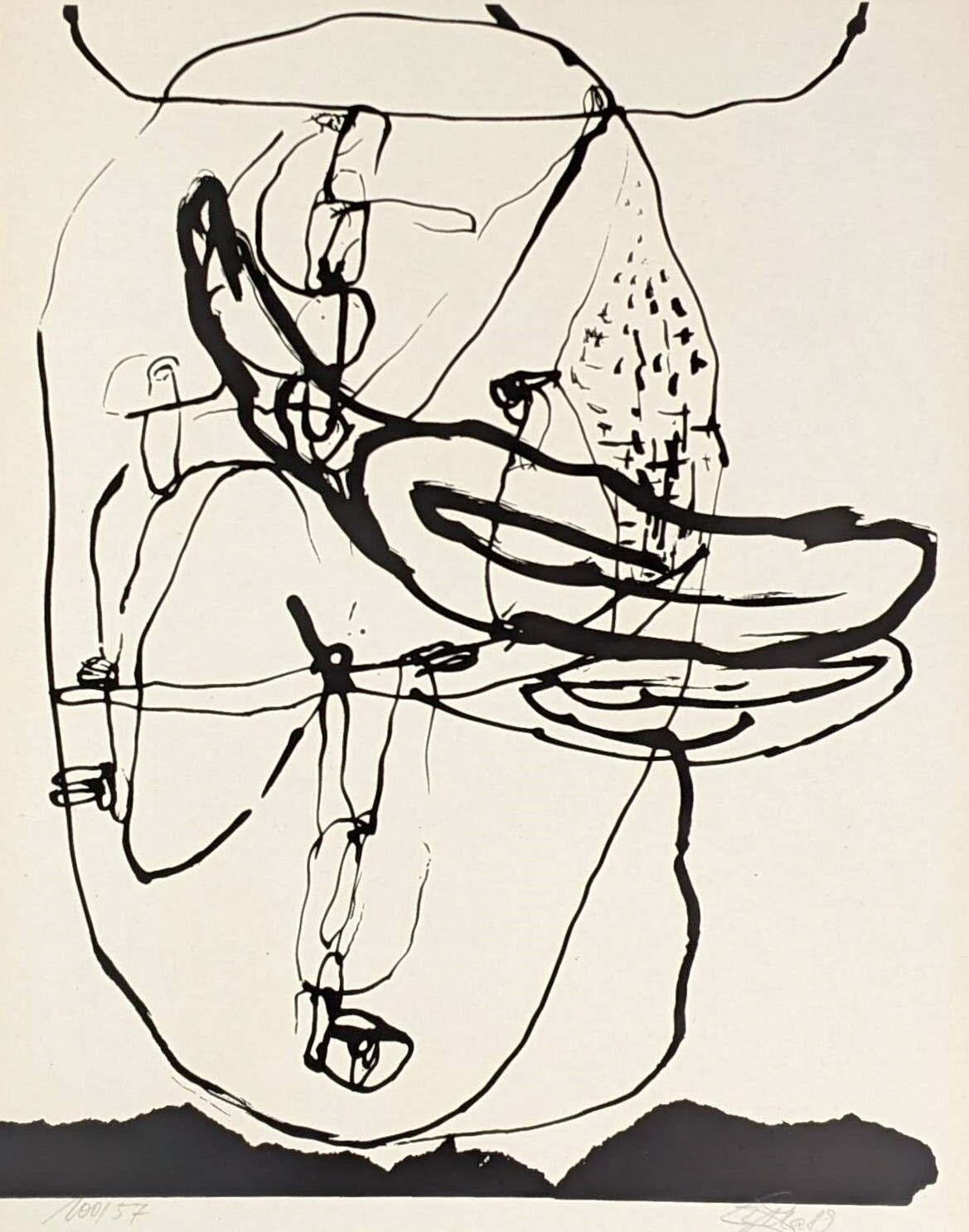 Klaus J. Zylla, abstract figures, screen print, signed, num., 1989