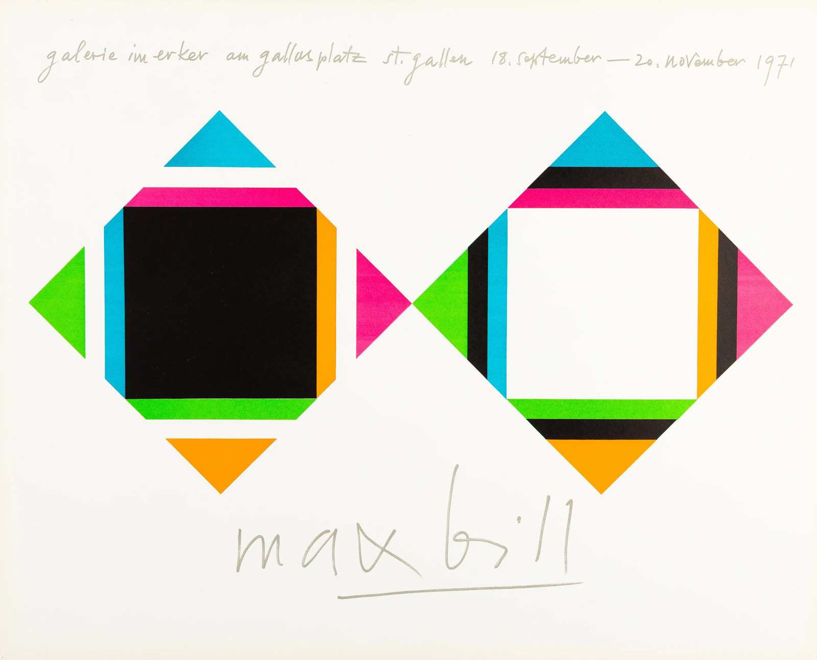 Max BILL: Geometric Composition – Signed Original Lithograph