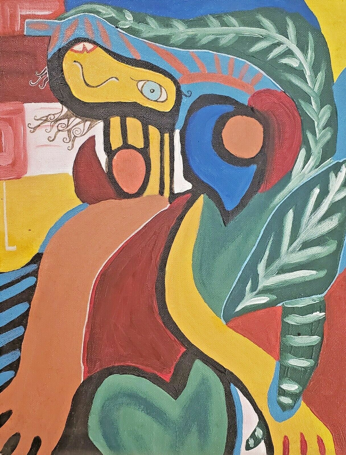 KSams Print of Painting Cubism Cubist Woman feather hat Picasso-style Figure