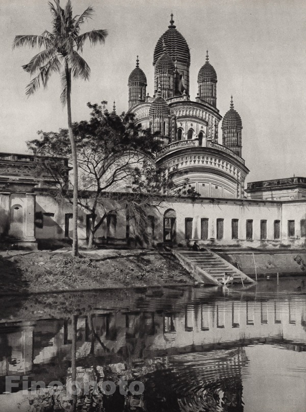 1928 Original INDIA Dakshineswar Temple Architecture Hooghly River By HURLIMANN