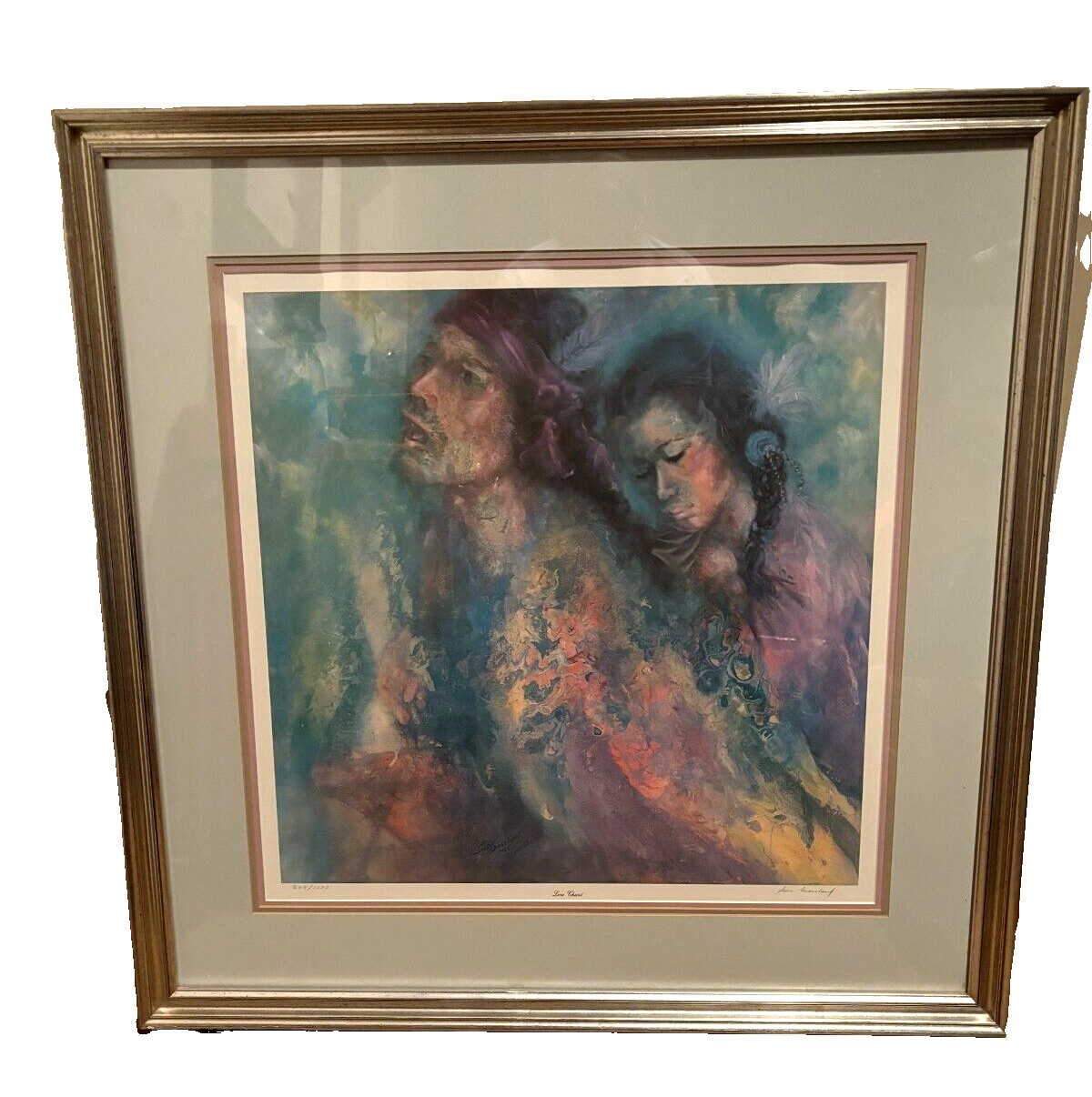 Sue Crossland 1985 Limited Edition Art Print “Love Chant” Native American Lovers