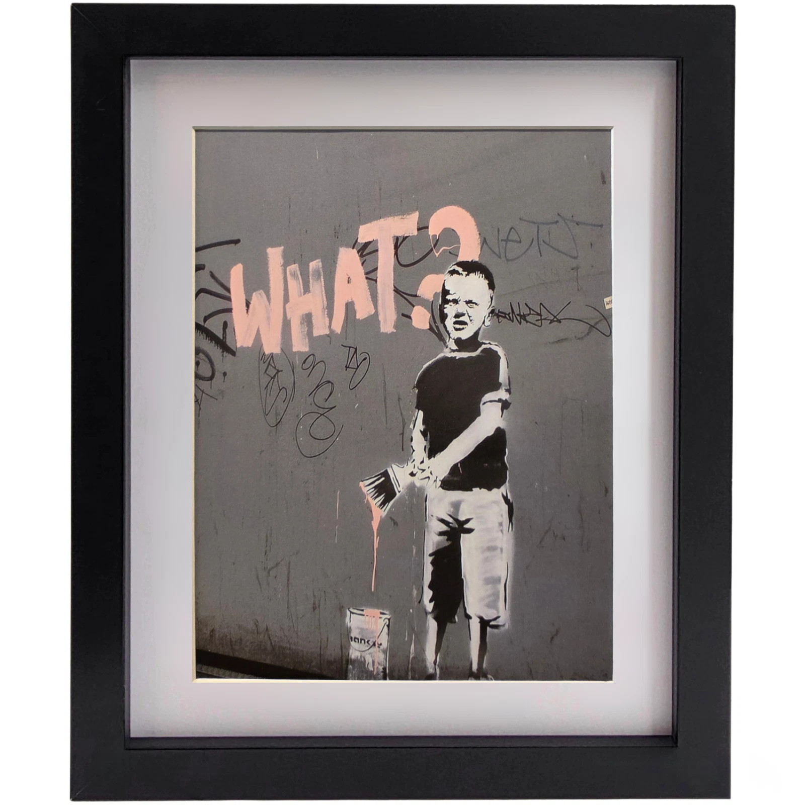 BANKSY What? Newly Framed Ready to Display Graffiti Pop Art Framed Print