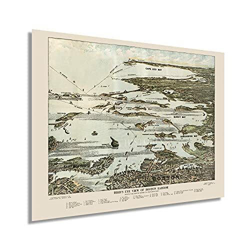1920 Boston Harbor Map – History Map of Boston Harbor Islands Wall Art Poster