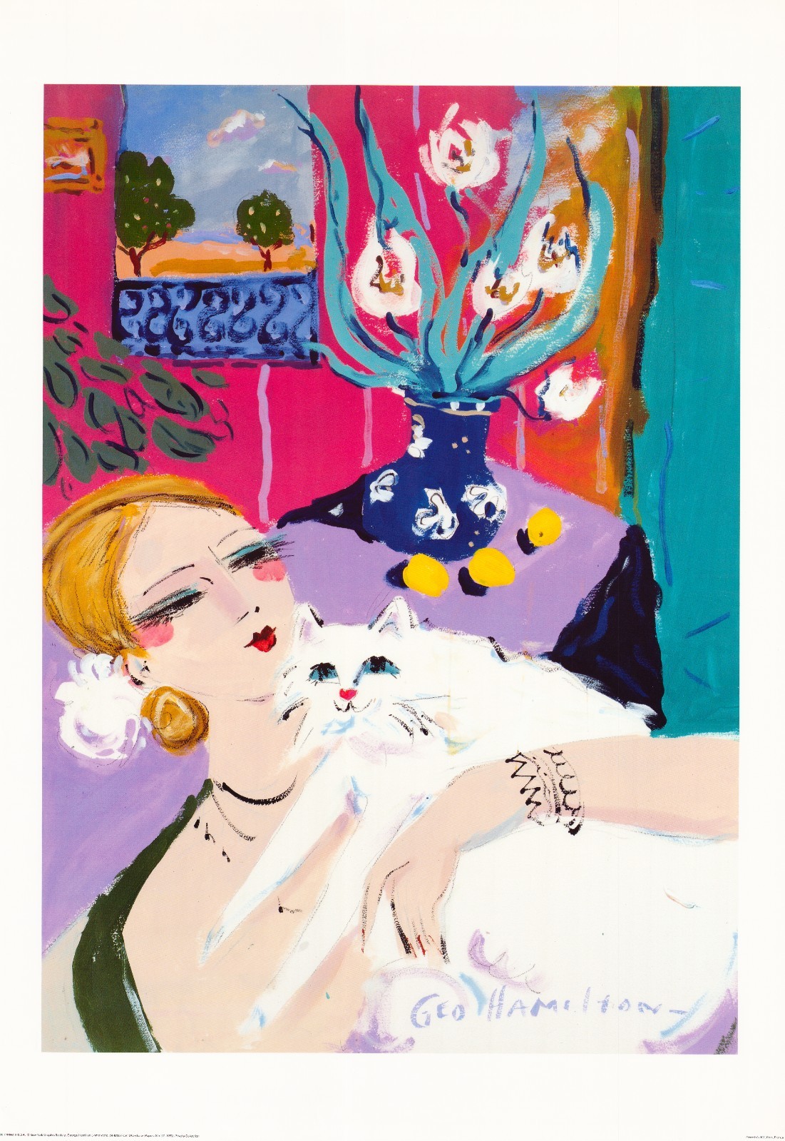 George Hamilton Whimsey Cat 27.5×39.5 in