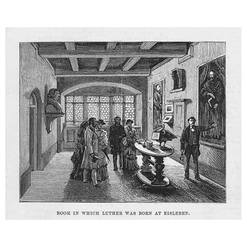GERMANY Room in which Luther was Born ay Eisleben – Antique Print 1883