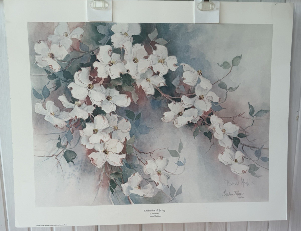 Dogwood 28×22″ Print “Celebration of Spring” Barbara Mock Signed 953/1950 1990