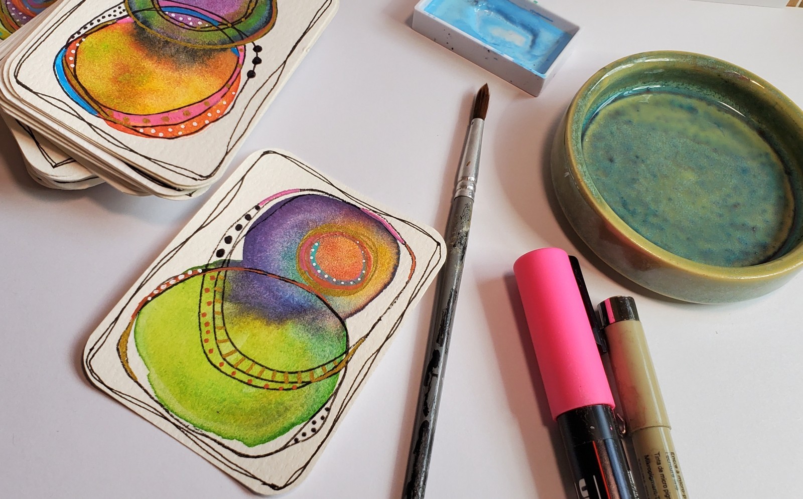 Original ACEO ATC Mixed Media Abstract Art Card#18 OOAK Signed 2.5″ x 3.5″