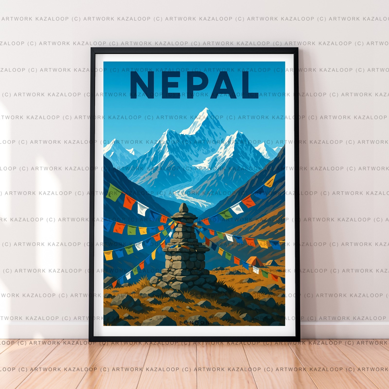 Nepal Himalayas Unframed Illustration Nepal Print Poster Art