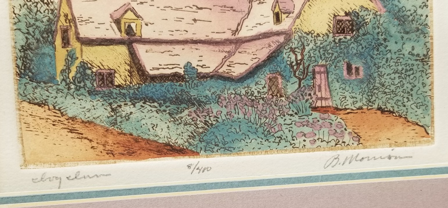 Ivy Inn Cottage Lithograph Signed B Morrison Numbered Low 8/400 Matted Only