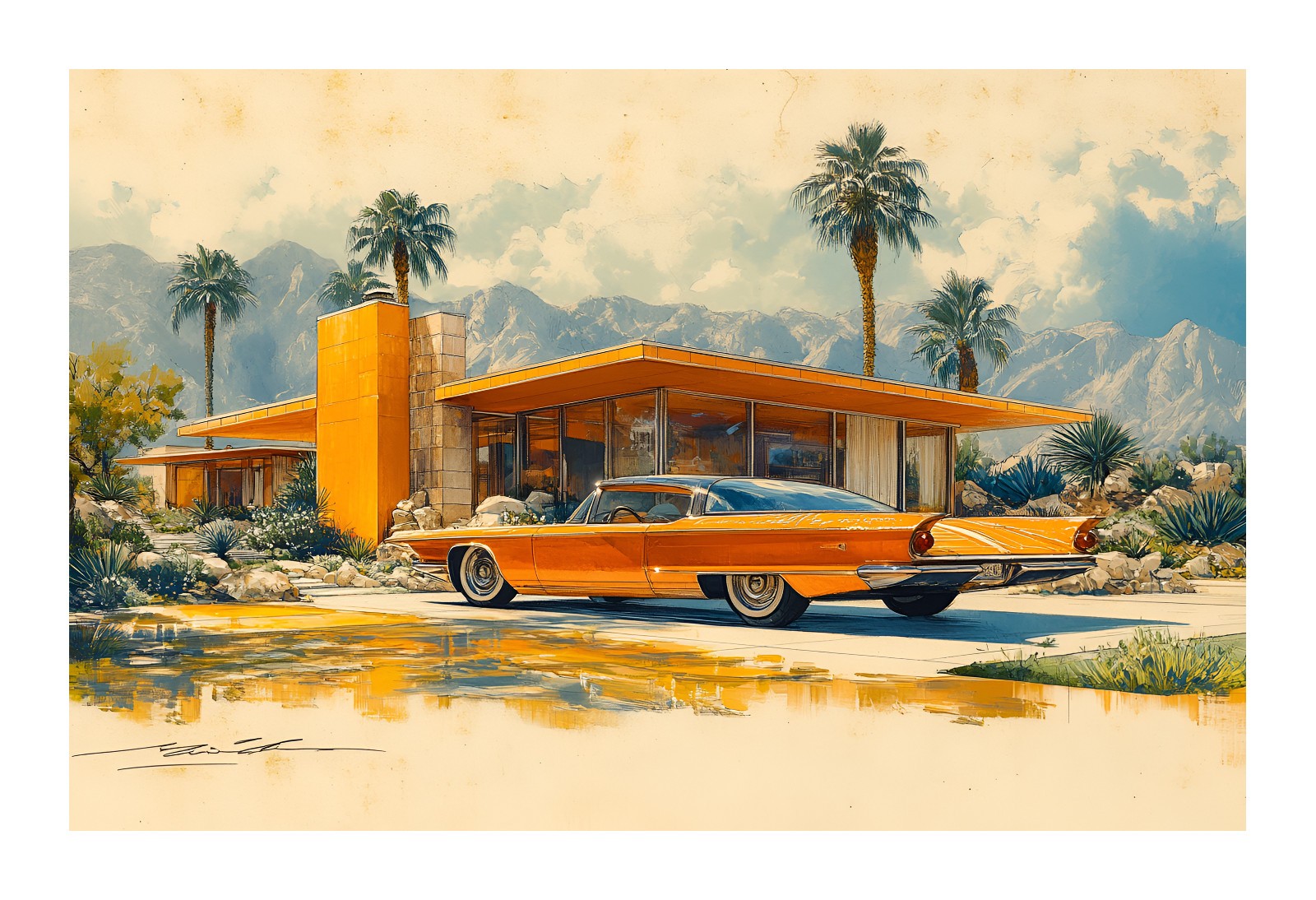 1960s GOLDEN HOUR DESERT MODERN Art Print 50d
