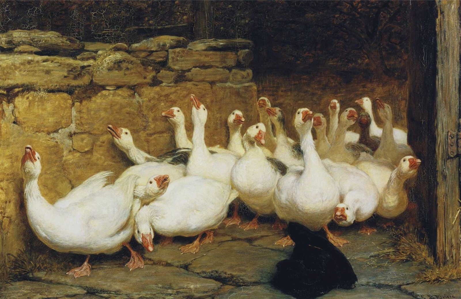 Briton Riviere An Anxious Moment 1878 17″x 22″ Archival Art Print