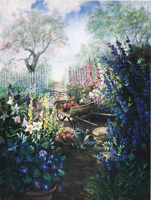Glenna Kurz Summer Garden Flower Botanical 24×32 in