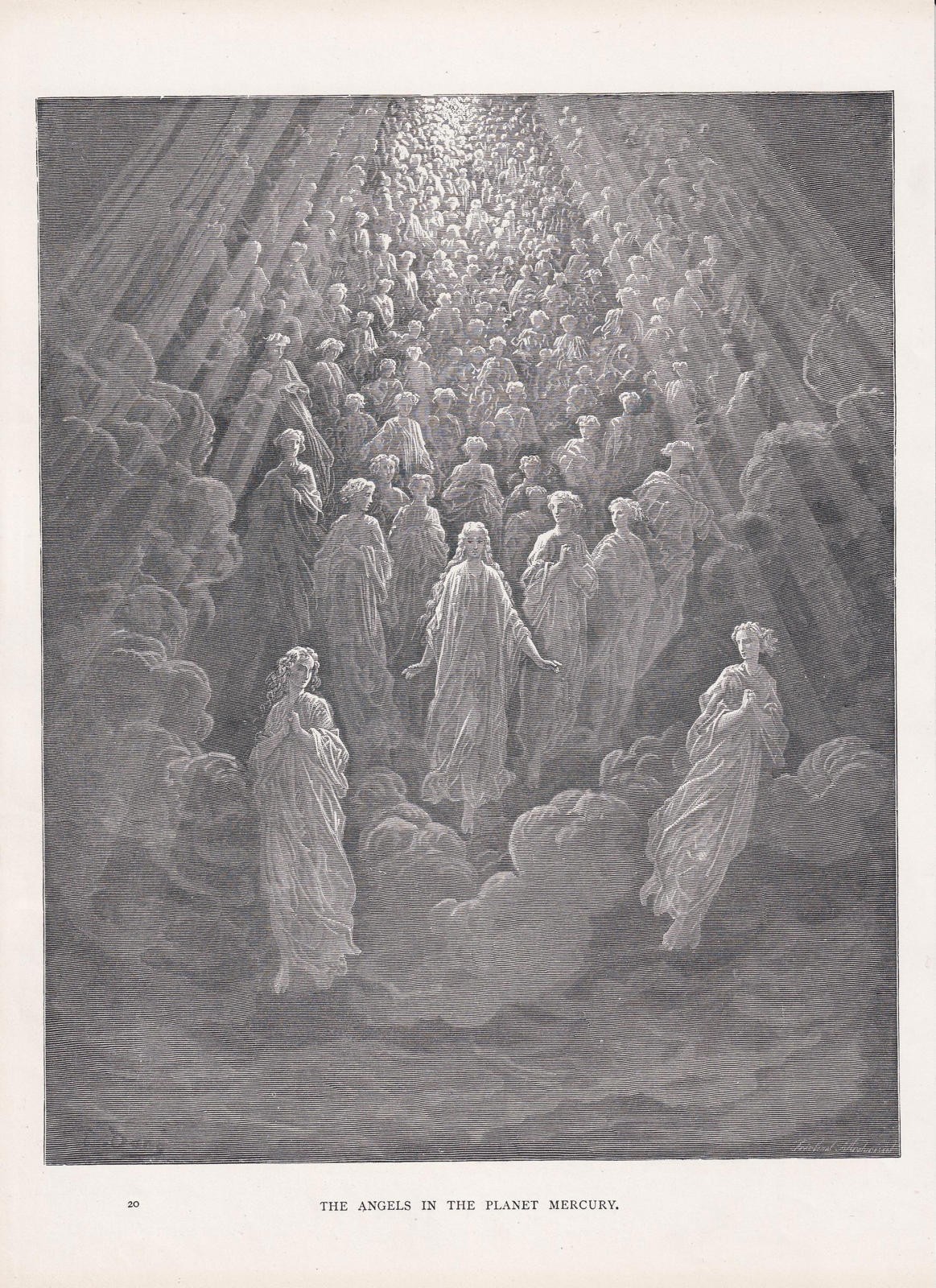 1870 GUSTAVE DORE Print – “The Angels in the Planet Mercury” – 8.5 x 12.8 Inches
