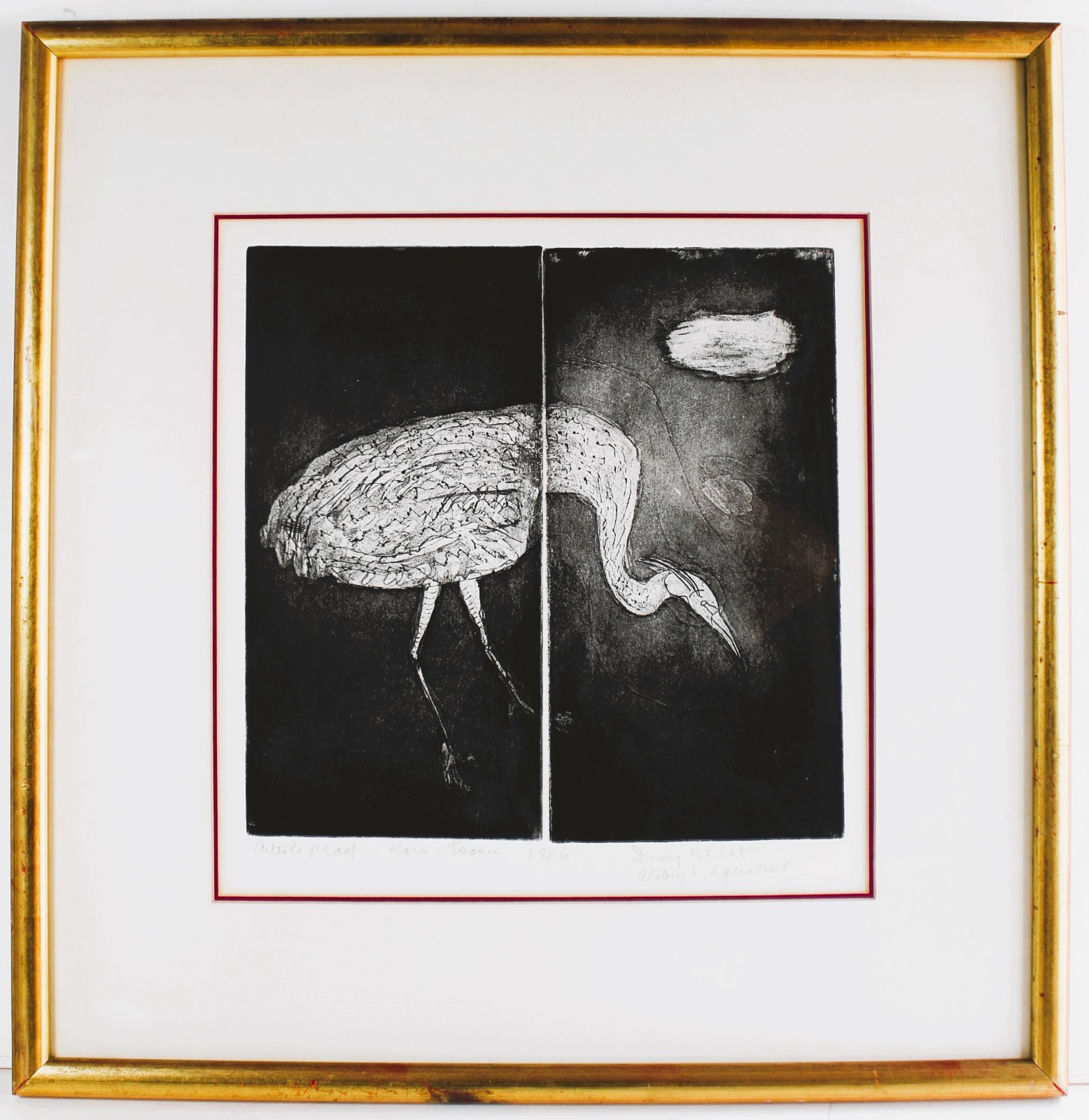 IRVING HERBERT 1912 – ? VINTAGE AQUATINT ETCHING 1986 SIGNED NEW YORK ARTIST