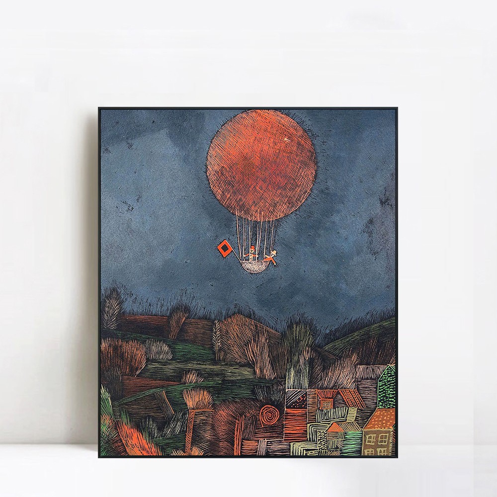 Framed Canvas Giclee Print Wall Art Der Luftballon by Paul Klee Home Decorations