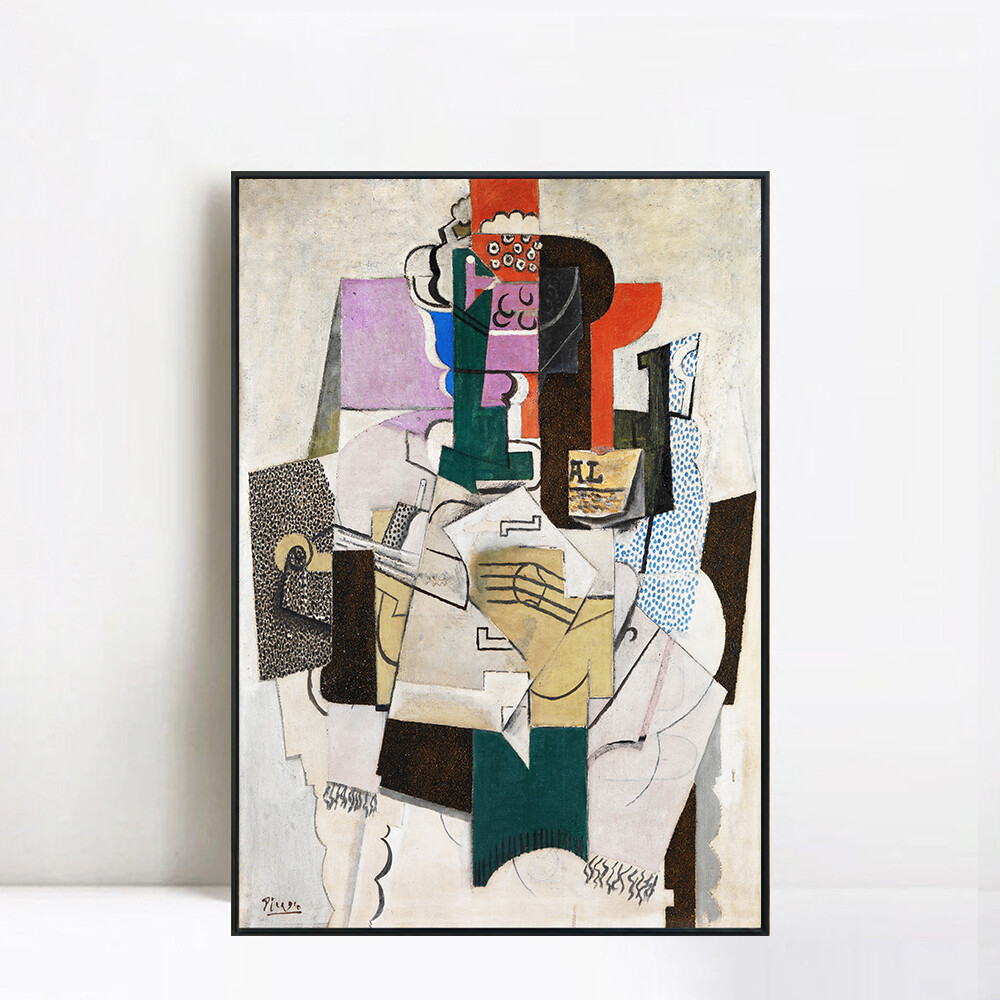 Framed Canvas Giclee Print Fruit Dish,Bottle and Violin by Pablo Picasso 24″x32″