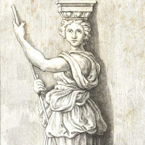 RAPHAEL ETCHING CARIATIDE HELIODORUS 1866 RENAISSANCE OLD MASTER ART PRINT