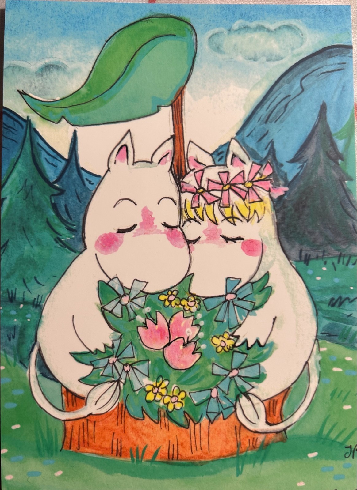 5×7 Art Print, Moomin, Original Art Printed on Matte Cardstock, CrybabyDesign