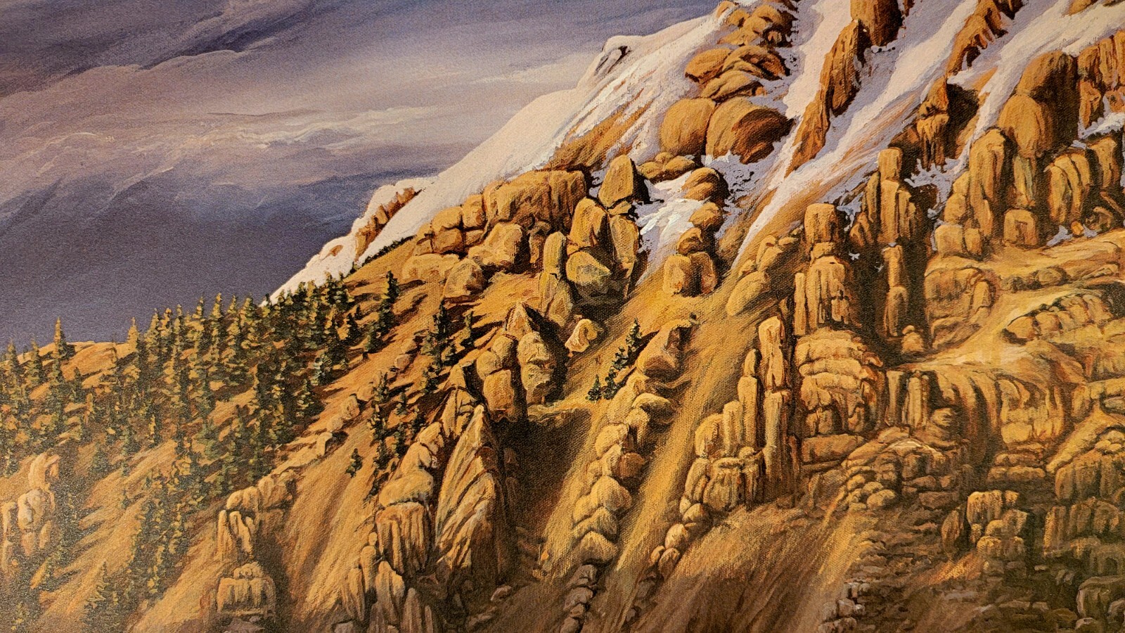 Signed wildlife art print, Big Horn Sheep, Art, Yellowstone NP, Montana, WY,