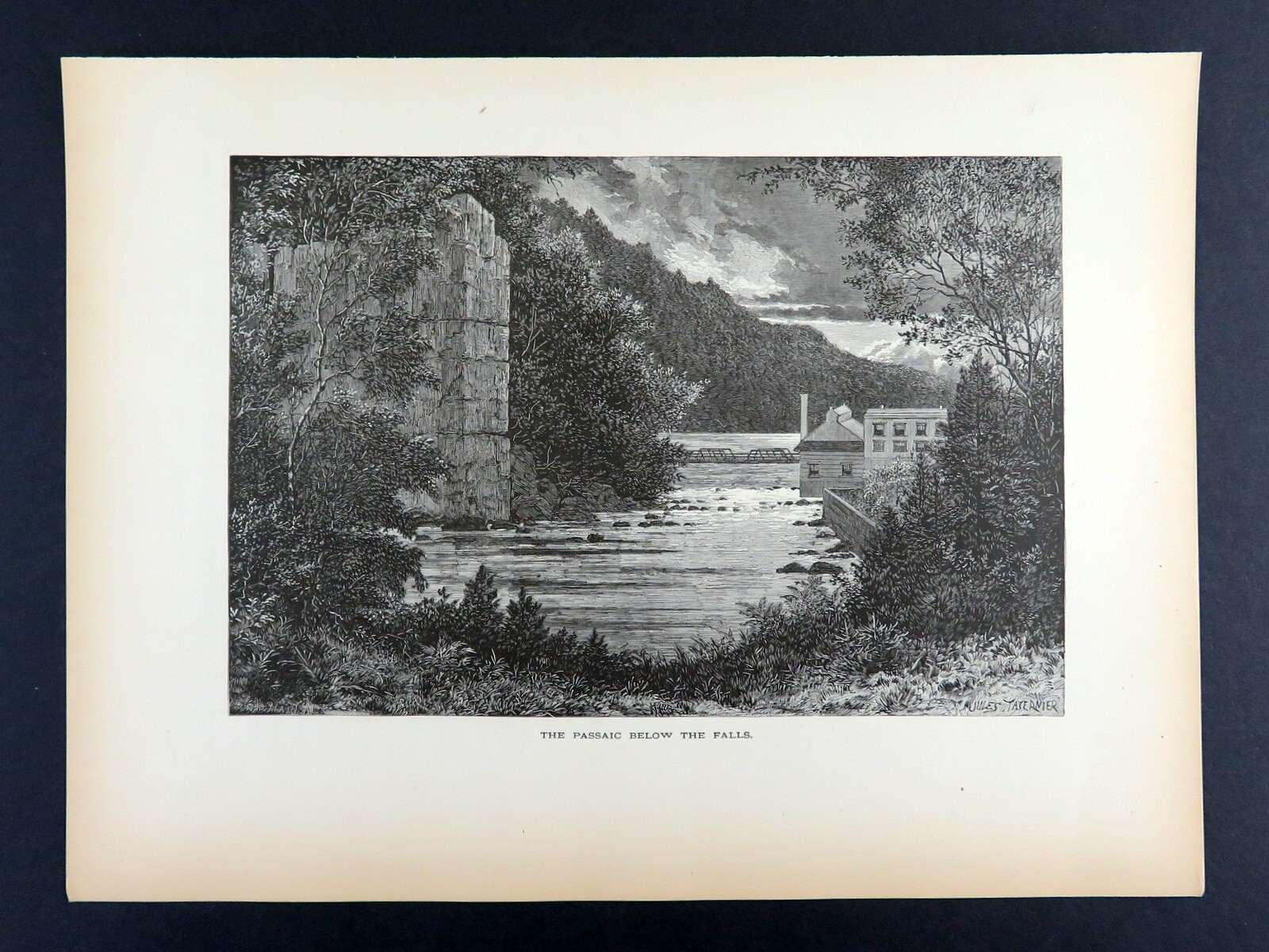 Passaic River Northern New Jersey, 1874 Historic American Scene, Wood Engraving