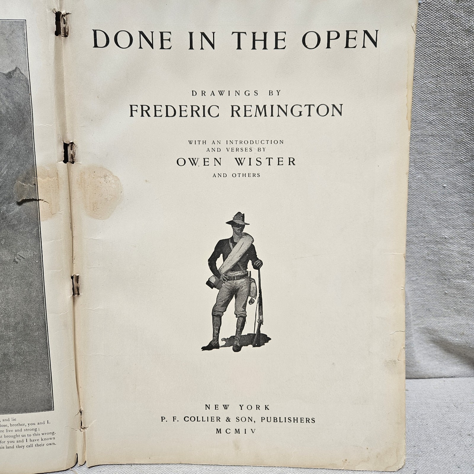 Antique 1902 Book FREDERIC REMINGTON Drawings “Done In The Open” Hand Drawn Art
