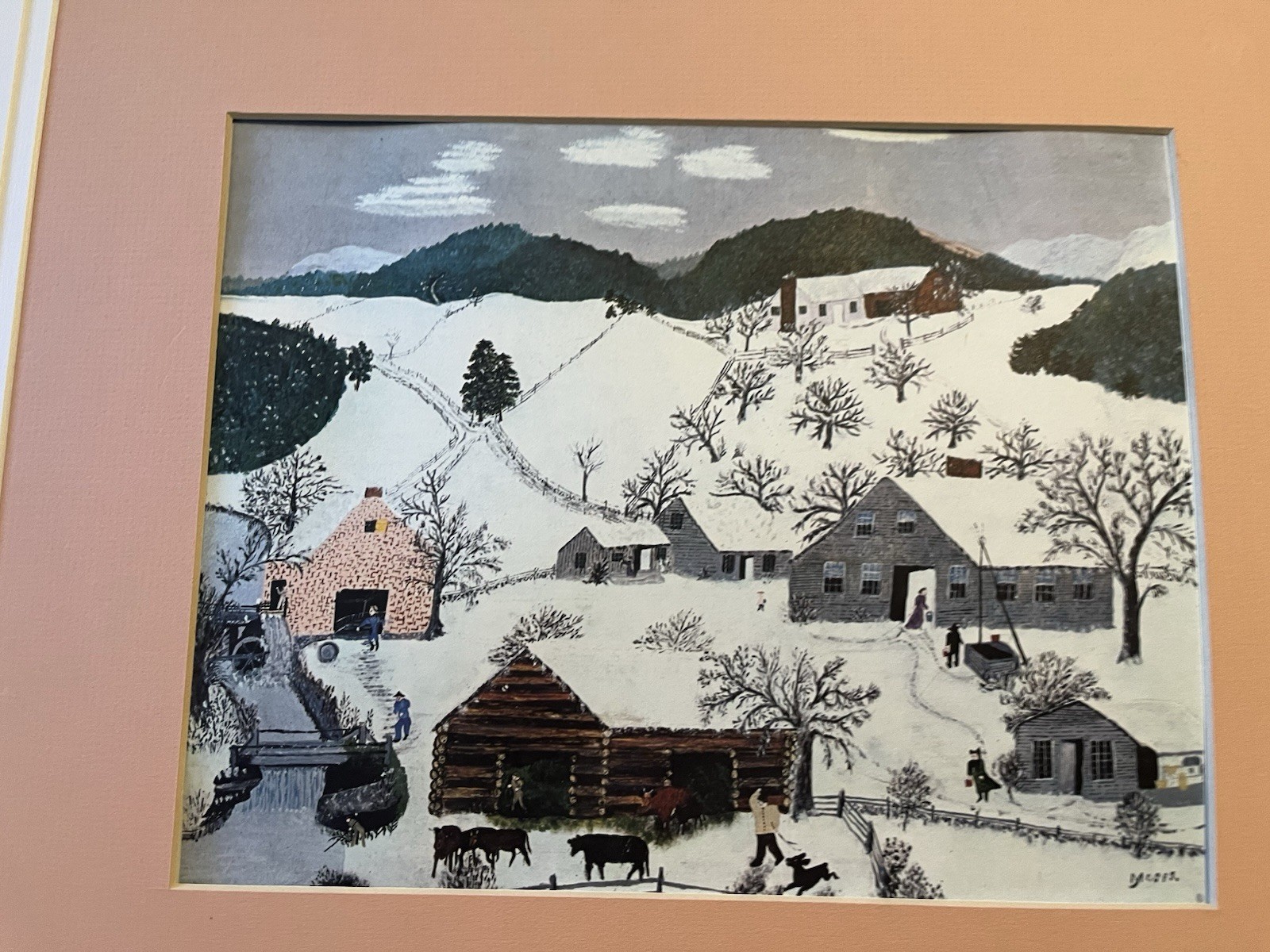 Grandma Moses Print The Old Oaken Bucket In Winter Framed 23 X 19
