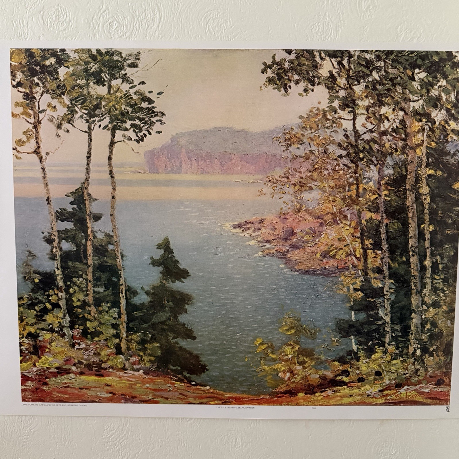 Carl Rawson Lake Superior Art Print Vintage Litho Large 35×25.5” Landscape 1988