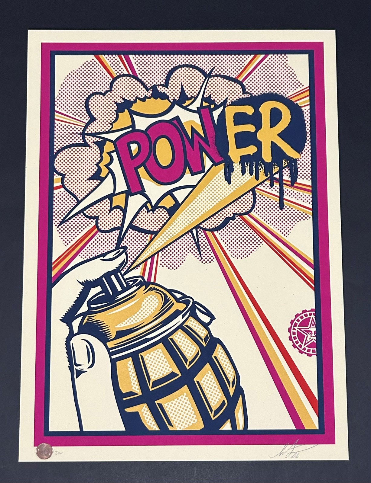 Obey Shepard Fairey ‘Power (Fuschia)’ Paris Edition, 300 only, 16.5 x 23.5 inch