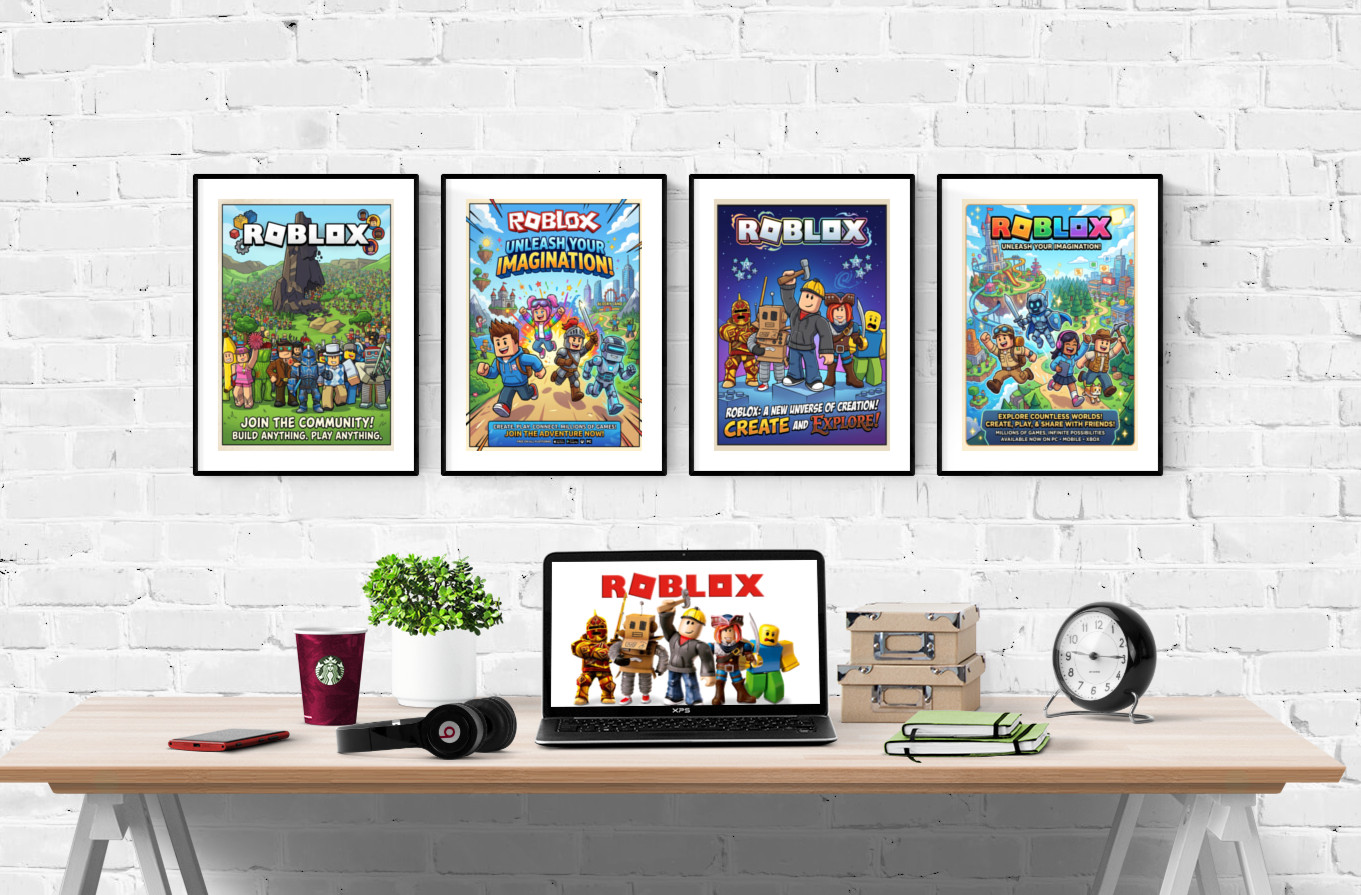 Roblox Gaming World Set Of 4 Prints Pictures Wall Art Poster