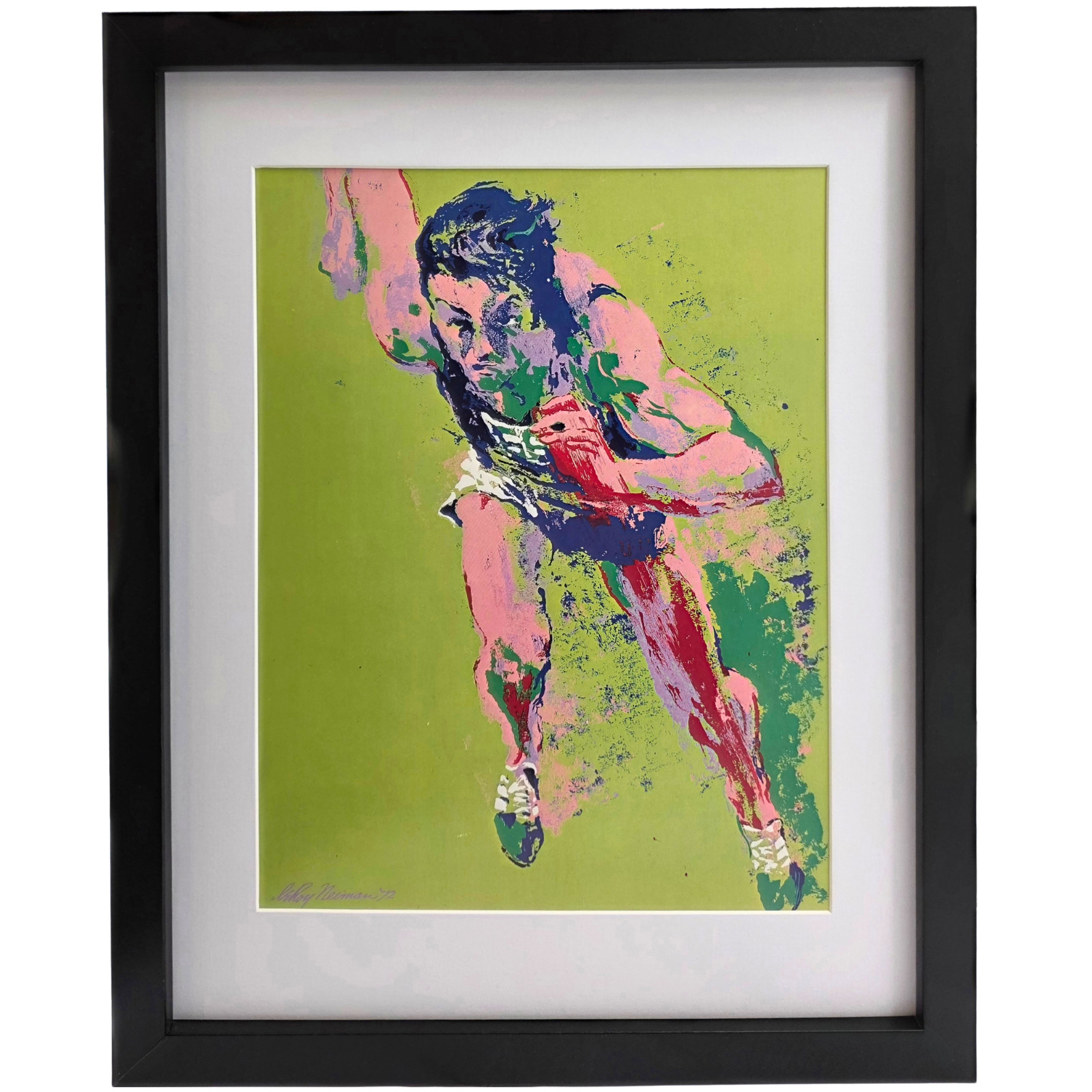 LEROY NEIMAN “Olympic Runner” Plate Signed Framed Olympic Sports Art Print