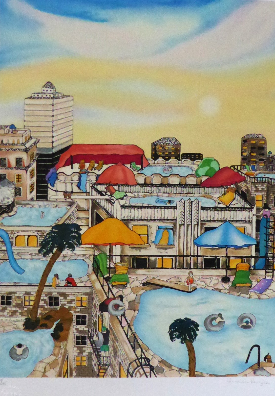 Linnea Pergola SUMMER IN THE CITY Four Season’s Suite Hand Signed Serigraph 1991