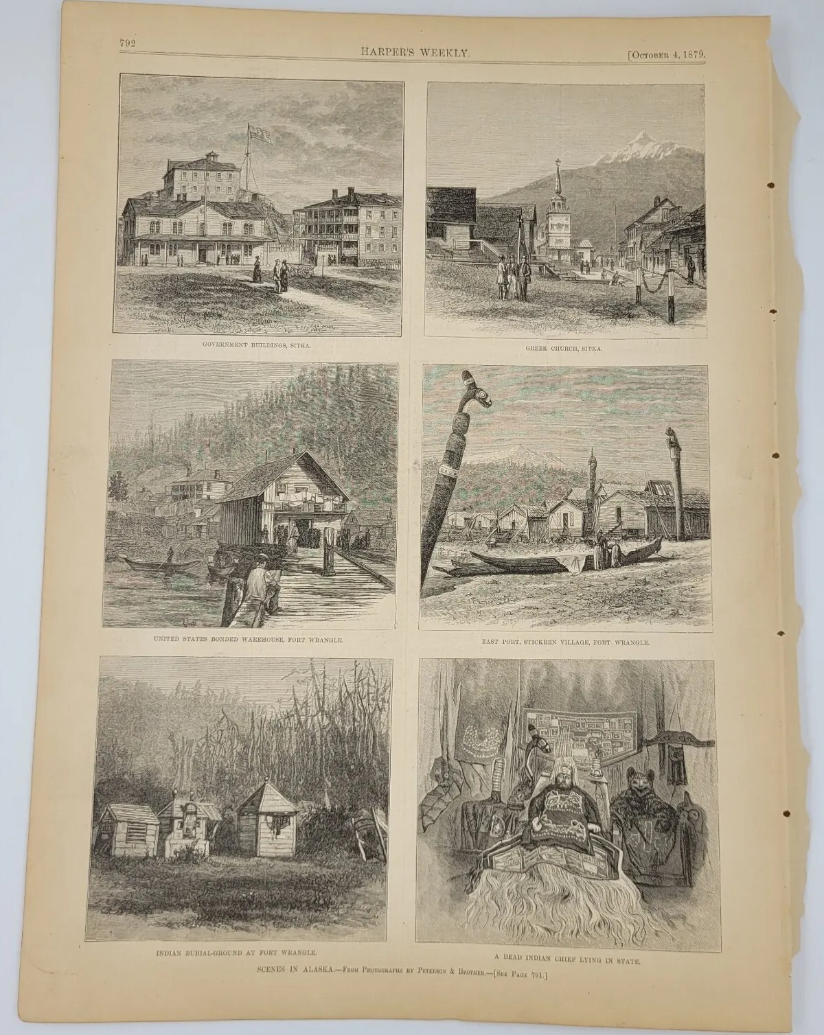 Scenes in Alaska 1879 vintage print six scenes