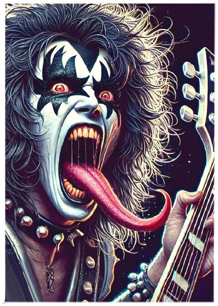 GENE SIMMONS – KISS * Custom ACEO * Fun Novelty * MUSIC * Art Card * ATC