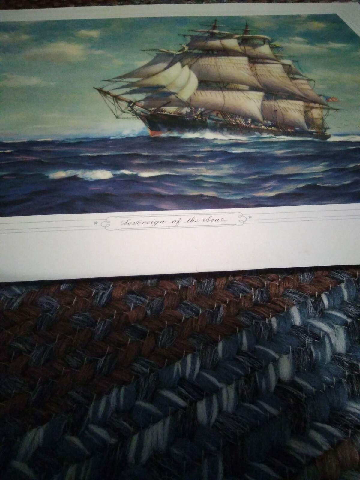 3 Frank Vining Smith lithograph prints tall ships at sea sovereign of the sea ++